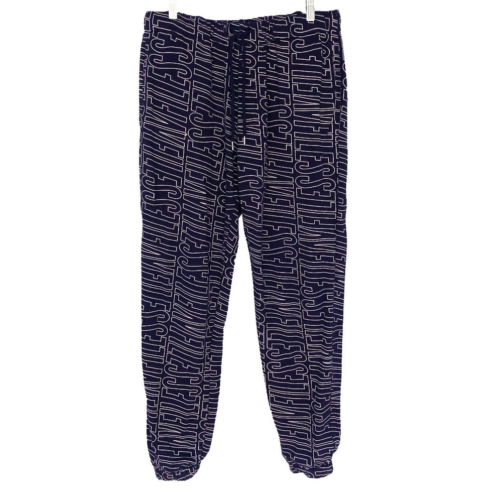 VFiles navy all over logo print cozy sweatpant joggers